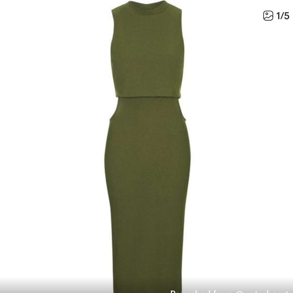 Topshop Olive Green Cutout Dress